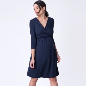 Seraphine Maternity Nursing Jersey Dress Navy